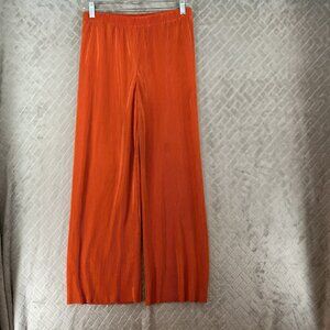 Ro&De Pants Womens Medium Orange Red Ribbed Baggy Wide Leg High Rise Festival